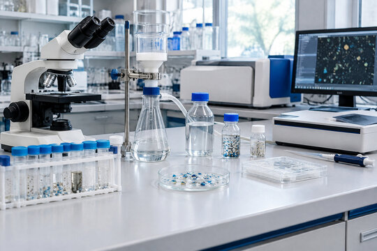 Microplastic Water Analysis Equipment in Clean Laboratory