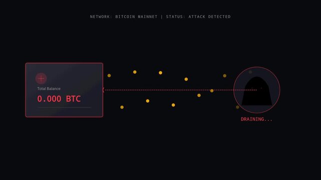 Digital Cryptocurrency Transaction Infographic with Bitcoin Value Accumulation and Data Transfer Flow Animation