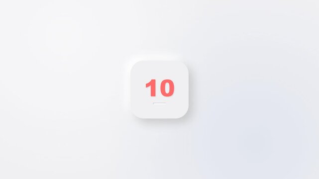 Minimalist white keycap with red number ten on white background