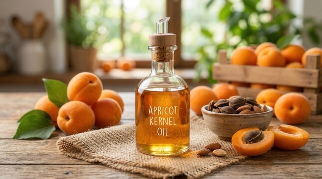 Artisanal Apricot Kernel Oil With Fresh Fruits