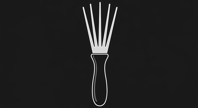 Minimalist graphic illustration of a kitchen whisk tool isolated on a black background, perfect for culinary, cooking, and bakery design concepts.