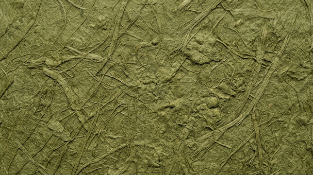 Handmade Abaca Banana Fiber Paper with Natural Fibers and Rustic Green Texture