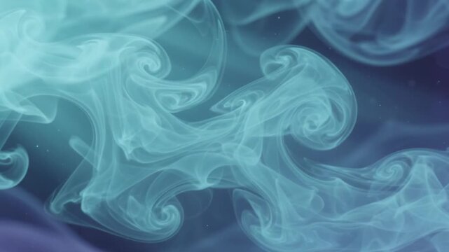 abstract soft cyan smoke wisps swirling and rising background