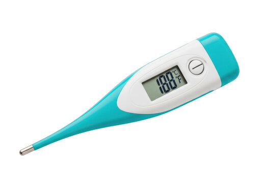 Modern digital thermometer for measuring body temperature isolated on transparent background