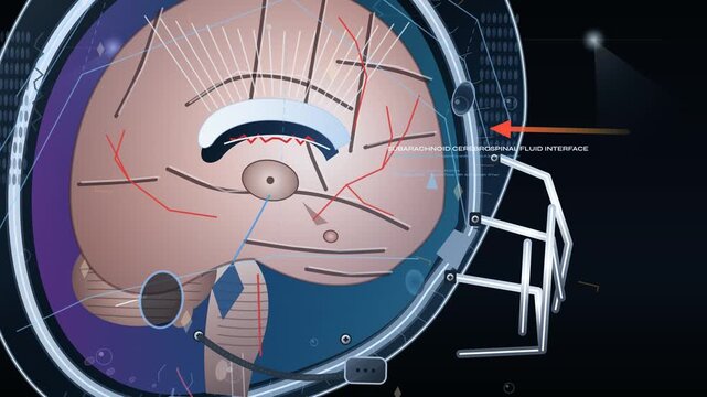 Anatomical animation of a traumatic brain injury during high-impact collision, demonstrating coup-contrecoup contusions, inertial brain slosh, bridging vein elongation, and diffuse axonal shearing