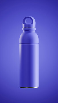 A single matte tumbler with unique lid in Blue Ryb color floats on a Blue Ryb background