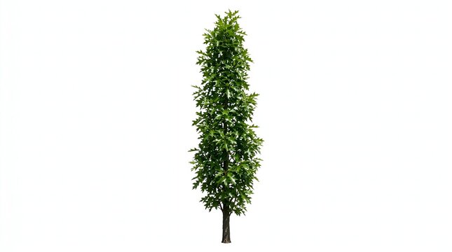 Green leafy tree with slender trunk