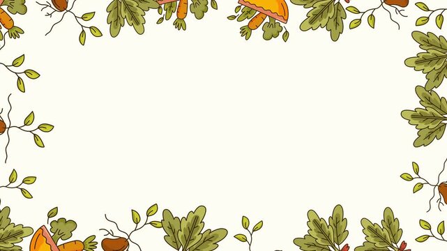 green leaf branch border frame on a white background