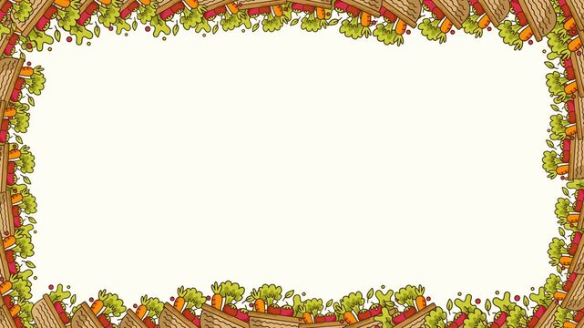fresh vegetable harvest border frame with organic autumn crops