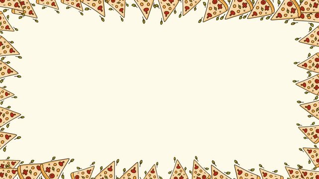 hand drawn pizza slice border frame video loop