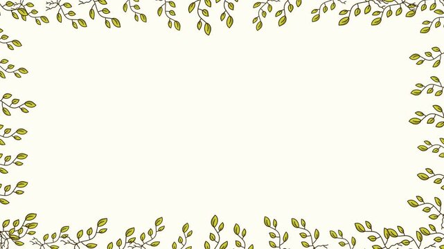 minimalist green leaf border frame video loop