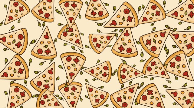 colorful pizza slices seamless pattern background video loop