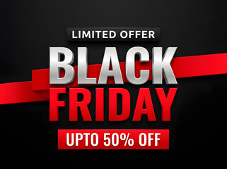 Obraz premium Black Friday limited offer promotional banner with fifty percent discount