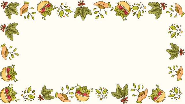 vegetable garden frame border with fresh green plants