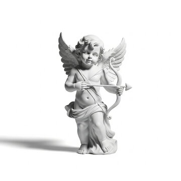 Elegant Rendered Cupid Angel Figure Holding Bow Decoration Ornament Sculpture