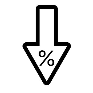 Price Drop Icon Black Outline Arrow Discount Percent Vector Illustration