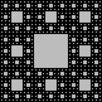 abstract grid vector tessellation sierpinski carpet menger sponge fractal pattern black white texture 