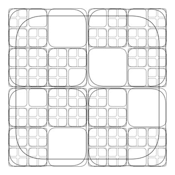 abstract grid vector tessellation quadtree recursive frame scale pattern black white texture