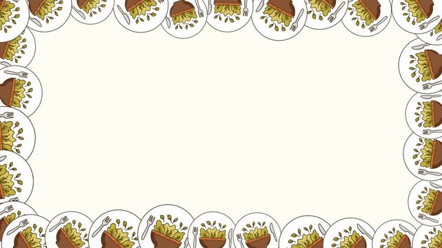 cute food border frame blank template video background
