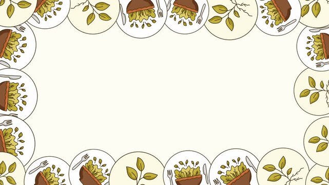 organic leaves border frame template motion video background