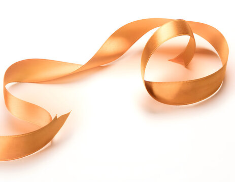 ウォームアンバーのシルクリボンが二点間を緩やかな螺旋で結ぶ背景 / Warm Amber Silk Ribbon Spiral Background