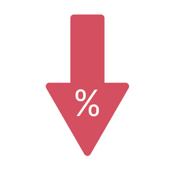 Price Drop Icon Red Arrow Discount Percent Vector Illustration Duo Tone