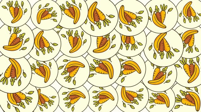 cute banana fruit pattern seamless loop animation background