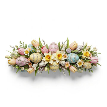 Elegant Easter Egg Floral Arrangement with Tulips and Daffodils Decoration