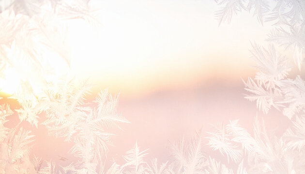 Beautiful winter background with glowing ice crystal snowflakes 4