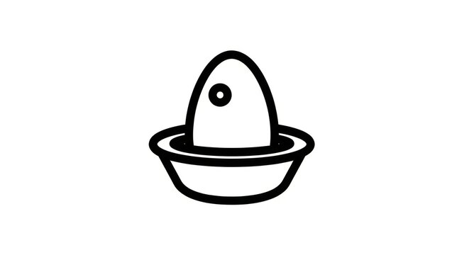 Simple line art of egg in bowl.