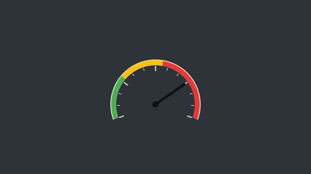 A digital gauge displaying a metric with a needle pointing into the red zone, indicating high performance, risk, or a critical level on a dark background.