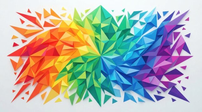 Abstract colorful geometric shape with triangle pattern fragments