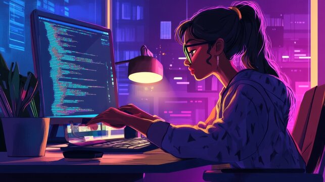 programmer working late at night