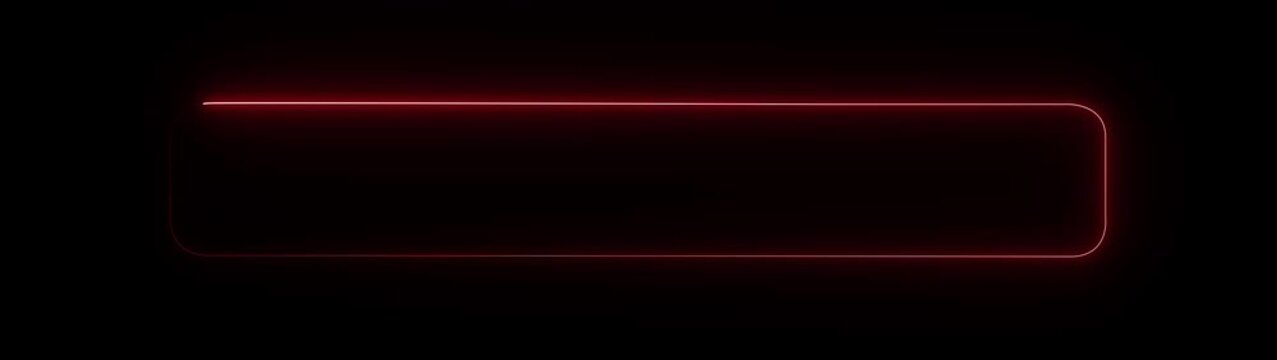 Square rectangular frame transparent background with neon red motion graphics on isolated, 4k loop..