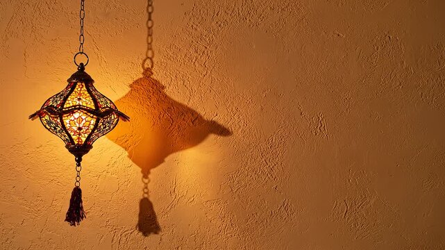 minimalist diwali background with traditional indian hanging lantern shadow