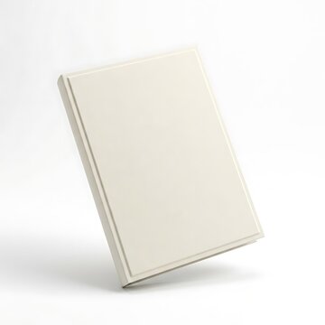 A single blank light yellow hardcover book standing upright for product design mockup and branding presentation. ebook front page
