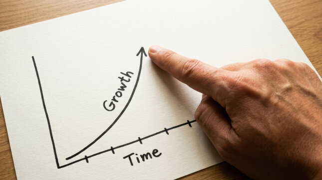 Workforce planning using data improves readiness and supports growth over time shown on graph with hand pointing upward