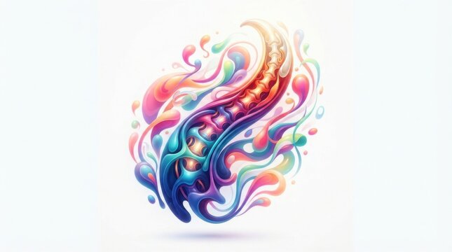 Abstract colorful liquid splash design with flowing shapes and bright vibrant colors