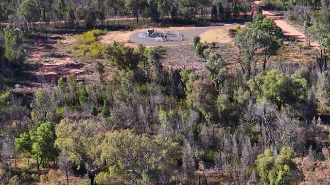 Aerial View of Gas Well Site in Australian Bushland