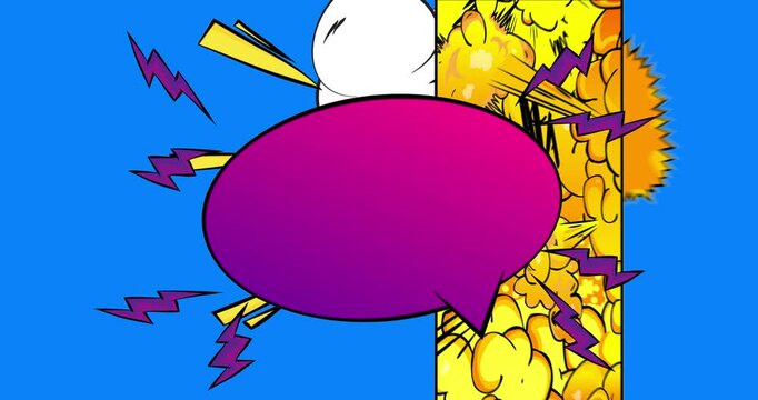 Cartoon background animation, comic book backdrop video. Retro comics pop art design.
