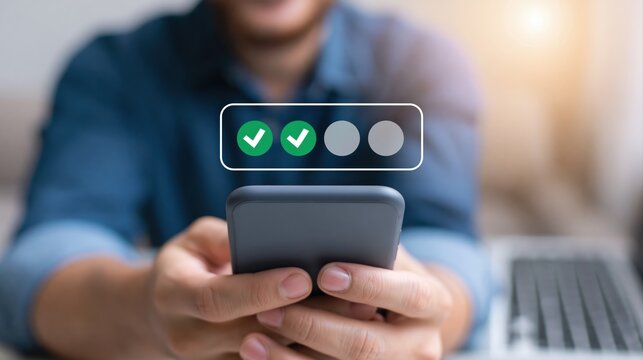 Smartphone displaying a digital task progress checklist on a mobile business screen