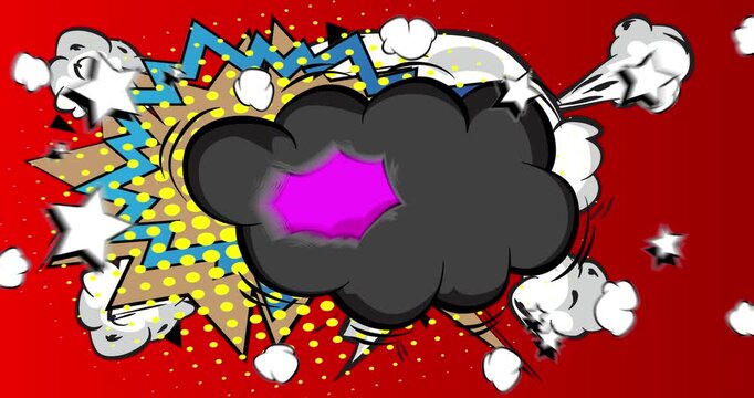 Cartoon background animation, comic book backdrop video. Retro comics pop art design.