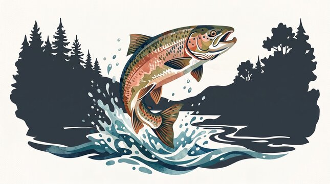 salmon jumping in river