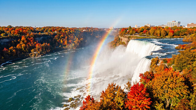 Niagara Falls cascading in autumn 