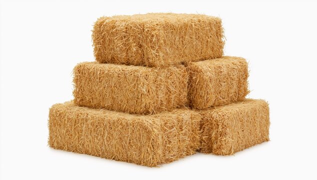 Hay and straw bale stack for farm agriculture harvest fodder and animal feed
