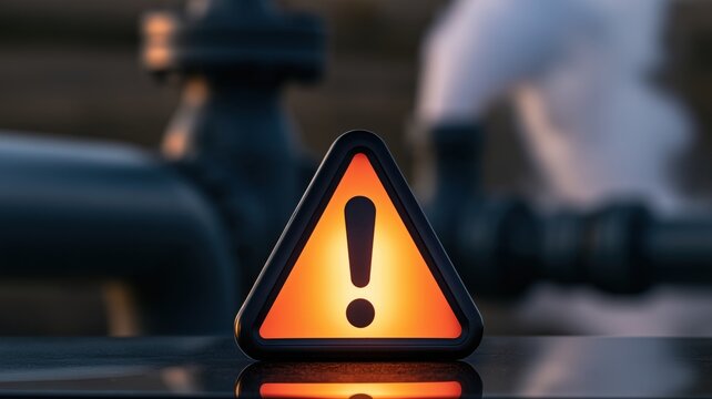 三角形の警告マークが点灯している状態。工業現場や安全管理の注意喚起に使える素材