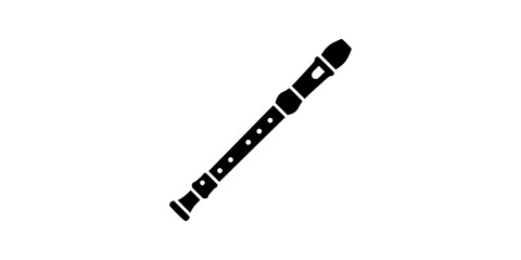 Black and white recorder musical instrument with holes for music. © Ahmadhassan