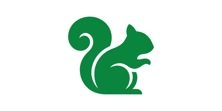 Green squirrel silhouette icon depicting woodland wildlife nature symbol.