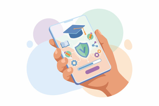 Secure Education and Student Protection Mobile App Illustration