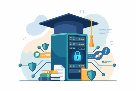 Educational Data Security and Student Privacy Vector Illustration